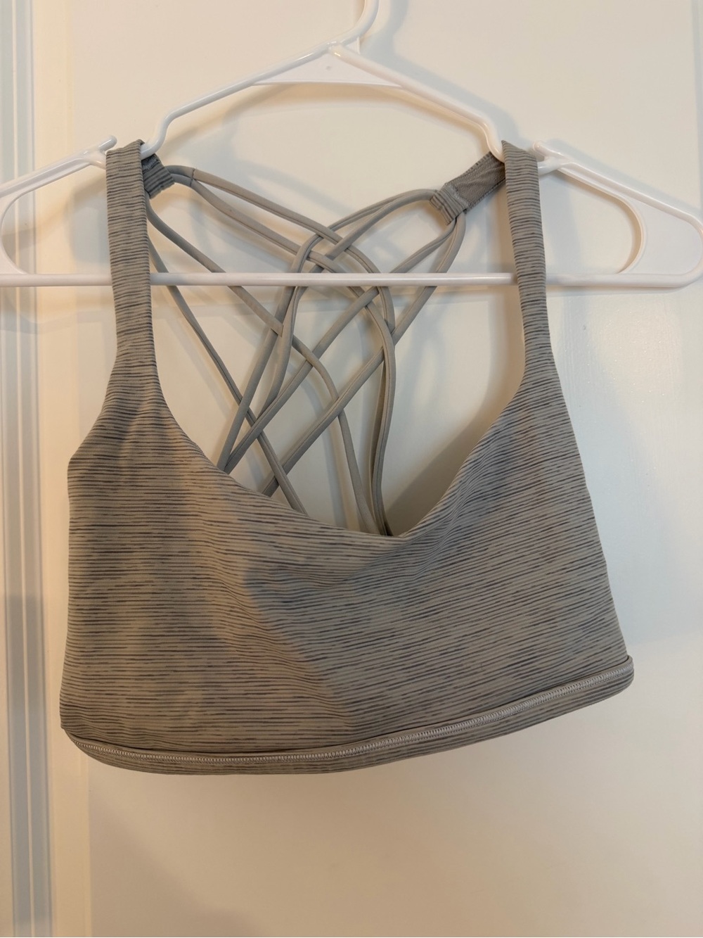 lululemon athletica Light Gray Striped Free to Be Wild Sporta Bra